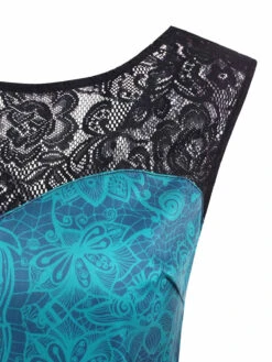 Blue 1950s Floral Sweetheart Swing Dress -Women's Fashion Sales SVV032159 BUG 3